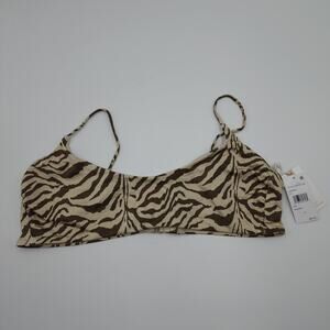 Good American Satin Khole Swim Top in Zebra Size 3X